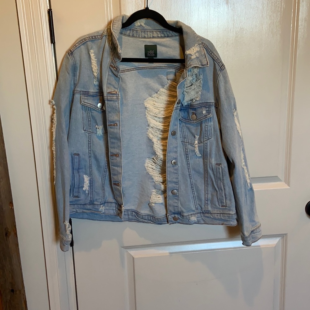 Wild fable distressed blue Jean jacket. Size large.